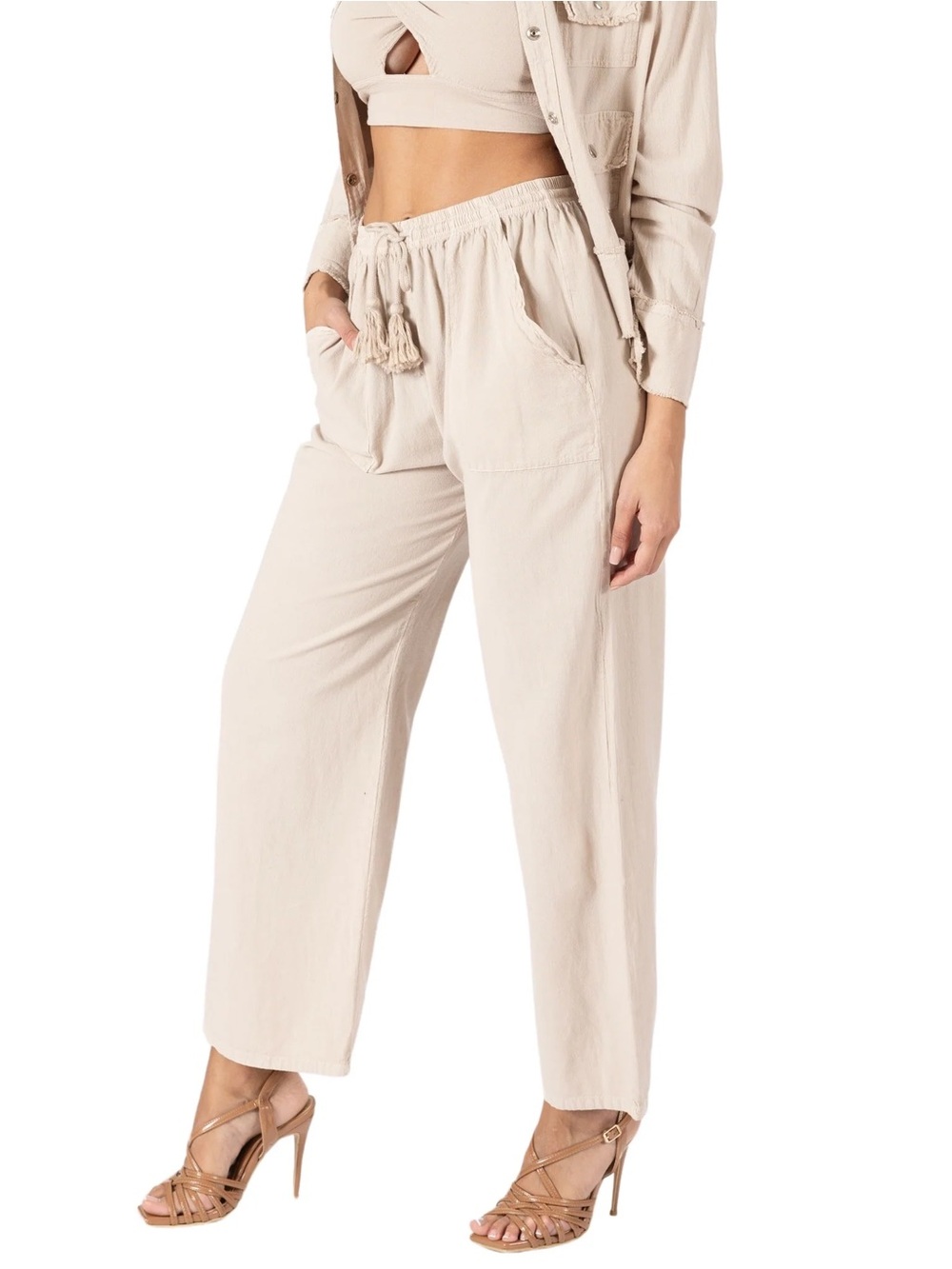 Seaspice Resort Wear Curve Cotton Pants Baby Beige Size XL